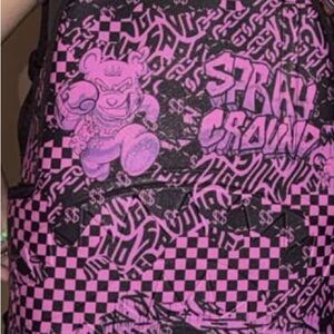 Sprayground Pink and Black Graphic Backpack